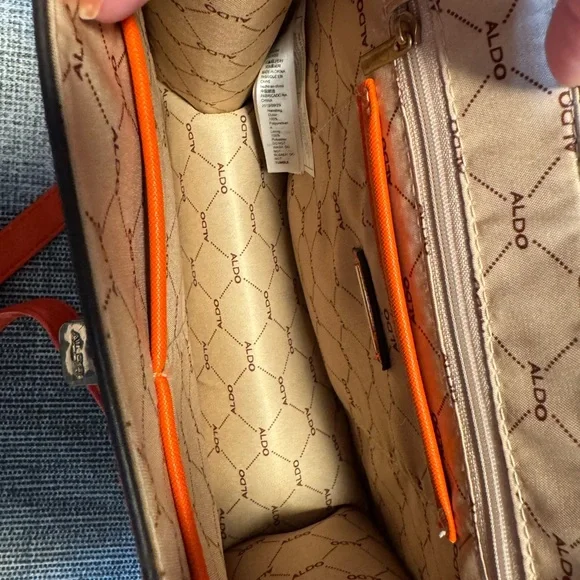 Aldo Orange & White Annie Brooke Satchel - Picture 6 of 15